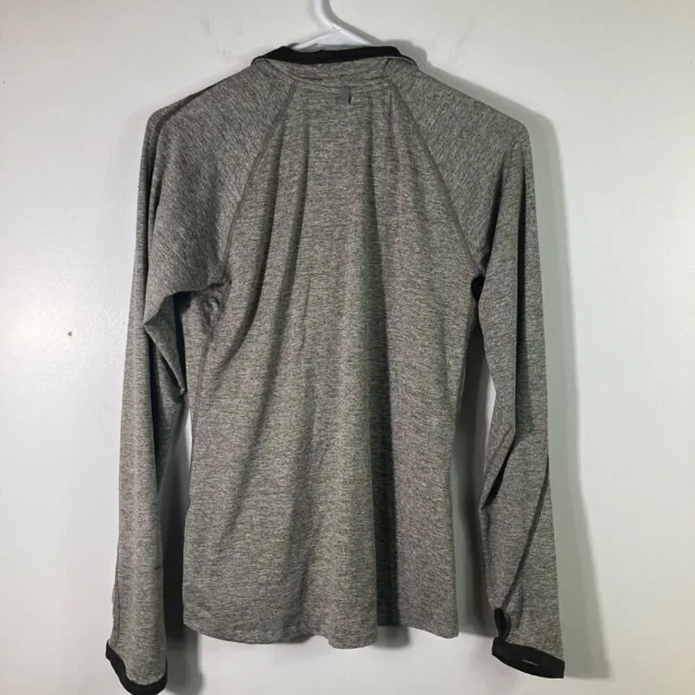Womens Nike Element Dri Fit Running Top Long Sleeve 1/2 Zip Top Gray Green Brown